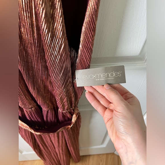 New York & Company Rose Gold Halter Midi Dress M - Picture 9 of 10